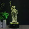 H Y Statue of Liberty 3D Night Light RGB Changeable Mood Lamp LED Light DC 5V USB Decorative Table Lamp Get a free remote contro