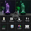 H Y Statue of Liberty 3D Night Light RGB Changeable Mood Lamp LED Light DC 5V USB Decorative Table Lamp Get a free remote contro