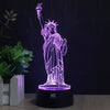 H Y Statue of Liberty 3D Night Light RGB Changeable Mood Lamp LED Light DC 5V USB Decorative Table Lamp Get a free remote contro