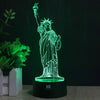 H Y Statue of Liberty 3D Night Light RGB Changeable Mood Lamp LED Light DC 5V USB Decorative Table Lamp Get a free remote contro