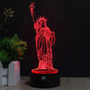 H Y Statue of Liberty 3D Night Light RGB Changeable Mood Lamp LED Light DC 5V USB Decorative Table Lamp Get a free remote contro