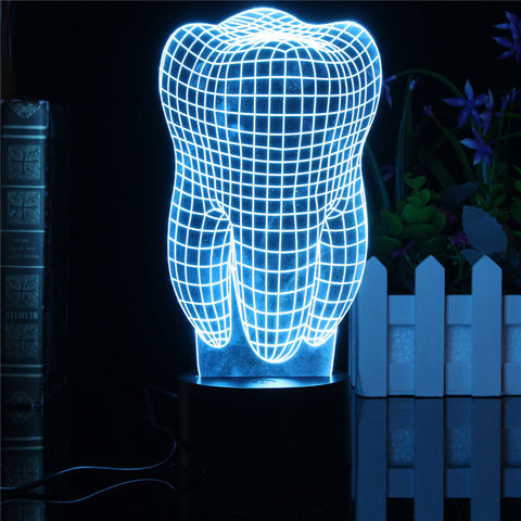 0.5W 3D Tooth LED RGB Touch Switch 7 Color Charging Night Light Desk Table Lamp Bedside Decor Light Christmas Gifts 5V