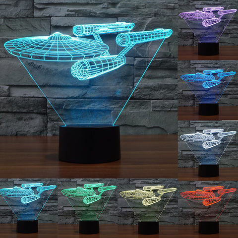 Enterpris 7 Color change Star Trek 3D Trek battleship lamp colorful LED visual atmosphere deco lamp touch switch light IY803318